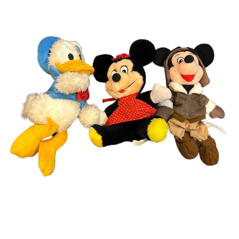 Lot 3 Vintage Disney Parks Land World Plush Stuffed Animal Mickey Donald Minnie